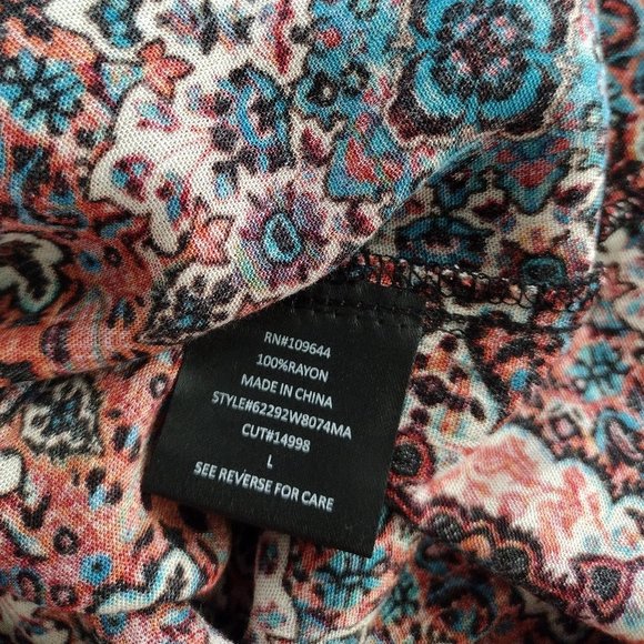 Stoosh Multicolored Lightweight Sleeveless Rayon Split Neck Blouse Size L - Picture 10 of 11